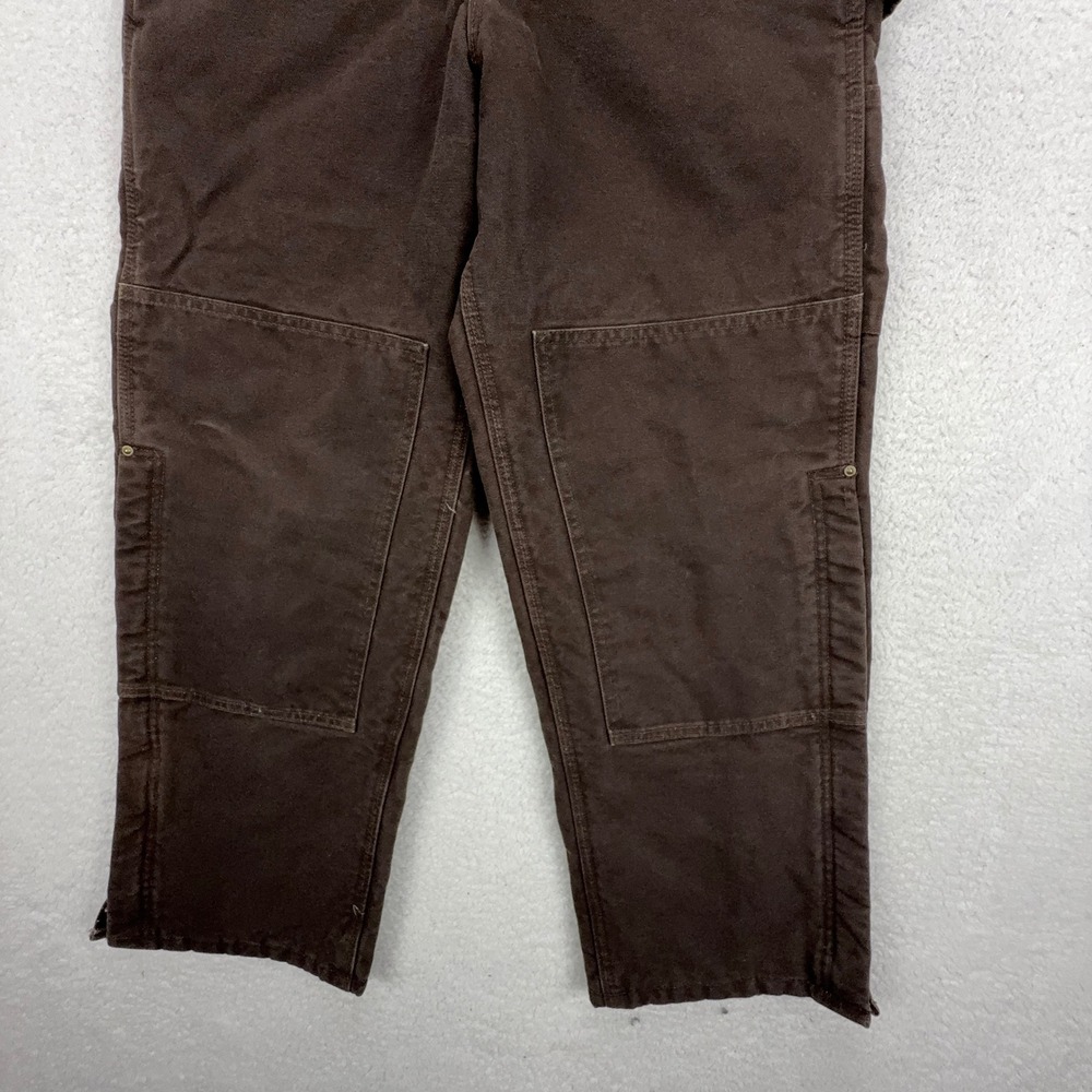 Carhartt R27 DKB Quilt Lined Sandstone Bib Overalls Dark Brown 32 x 30 Mens - Picture 11 of 13